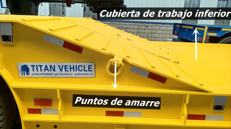 Remolque plataforma lowboy abatible cama baja hidraulica en venta en Guatemala